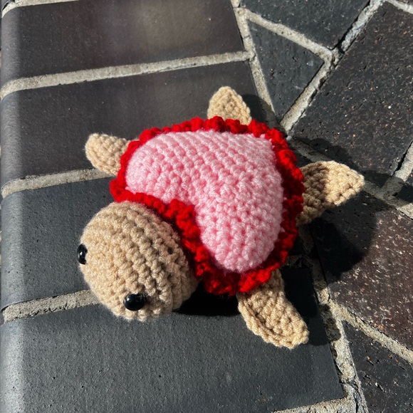 Hand Crafted Other - Hand Crocheted Valentine’s Day Sea Turtle Stuffed Animal Plushie!